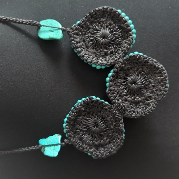 Handcrafted Turquoise and Beaded Statement Necklace Bold Bright Boho - Picture 7 of 11